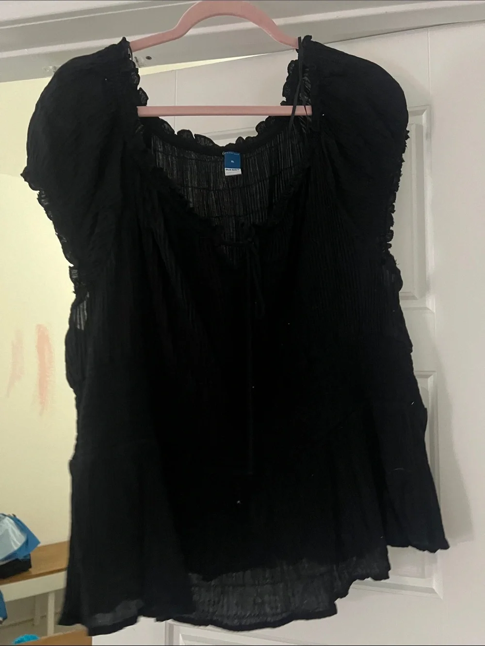 Old Navy Black Peasant-Style Blouse